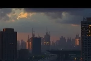 午夜航标封面，深夜江面上闪烁的红色航标灯